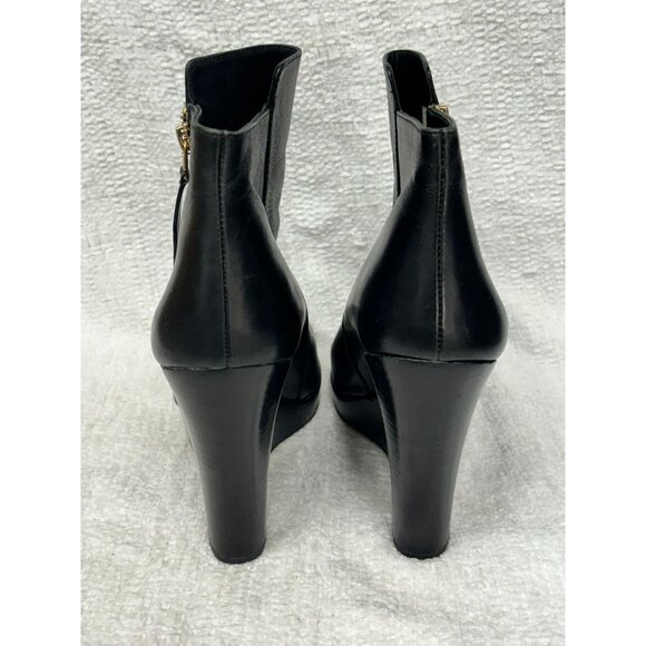 Michael Kors Black Leather Wedge Heel Booties Size 8.5 M #45983 - Picture 3 of 7
